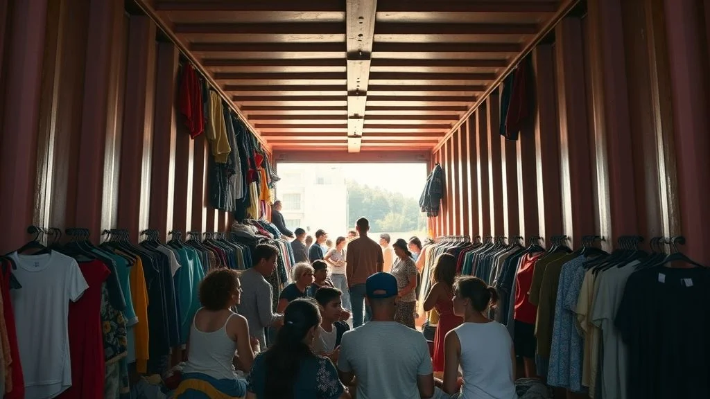 Container de roupas usadas para importação